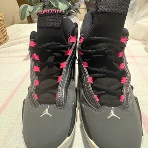 Jordan Kids Black & Pink High-Top Basketball Sneakers